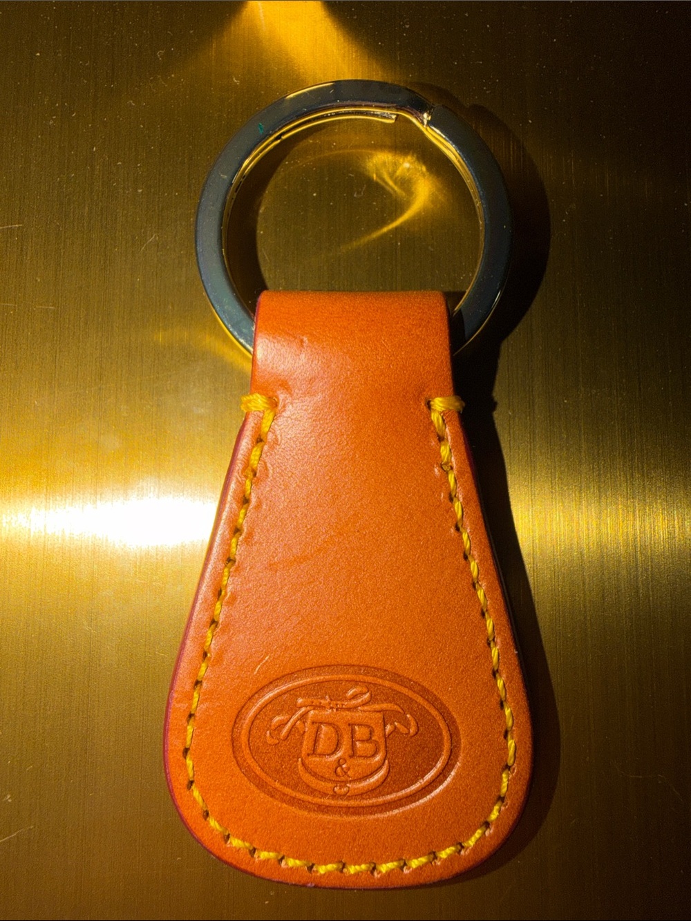 DB Embossed Tab Leather Keyring - Key & Card Holder Accessory